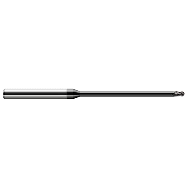 Miniature End Mill - Ball - Long Reach, Stub Flute, 0.0310" (1/32), Neck Dia.: 0.0300"